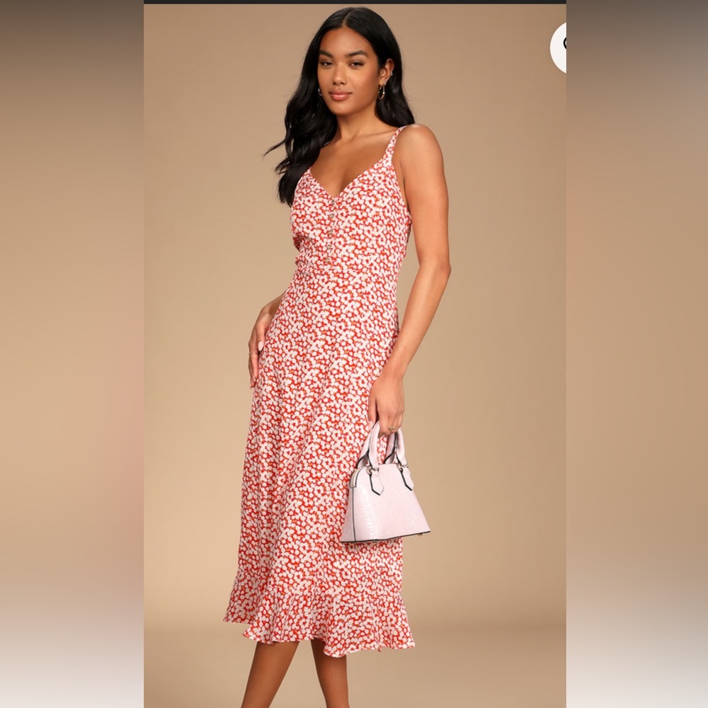 Lulus red daisy dress- brand new!